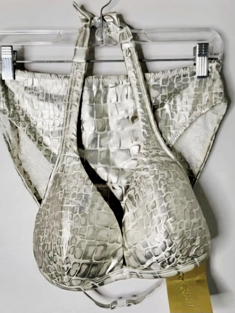 New Gottex Silver Bikini Set In Silver Crocodile-Texture Size 12